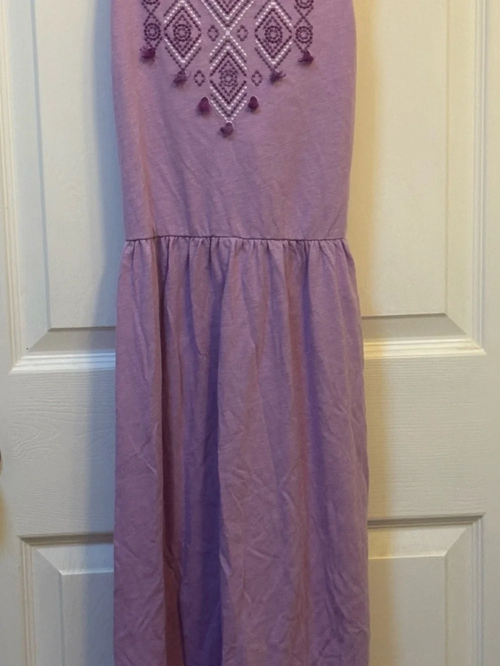 Girls' Lavender Embroidered Maxi Dress